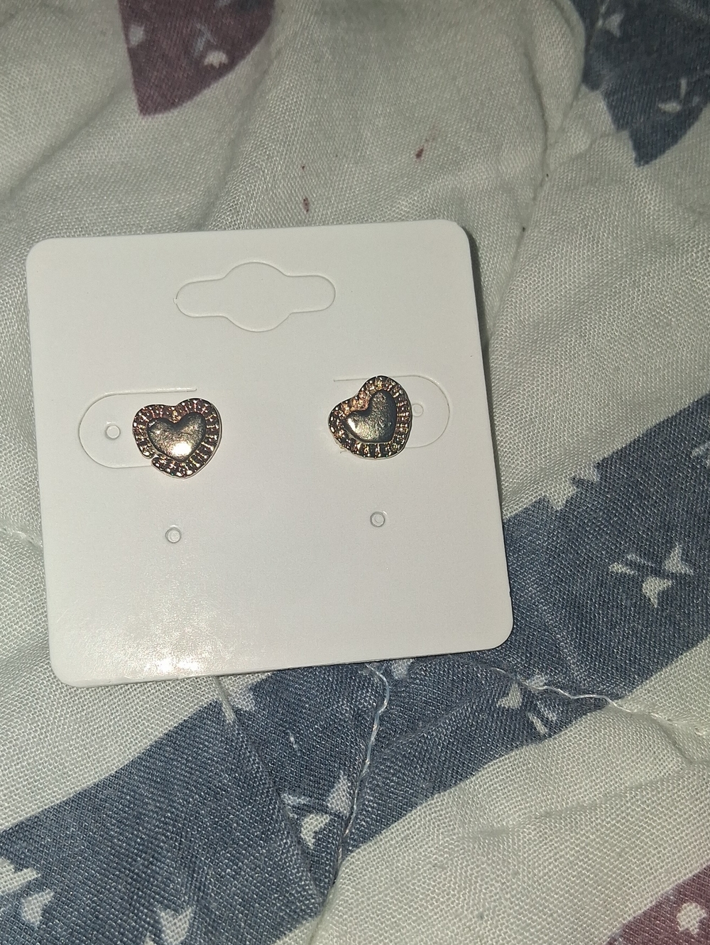 Heart Stud Earrings in Gold Tone